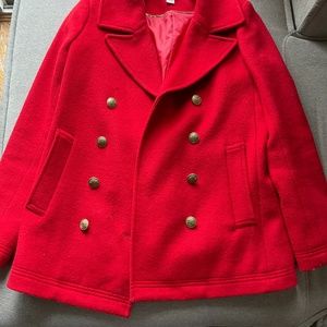 J. Crew Red Pea Coat